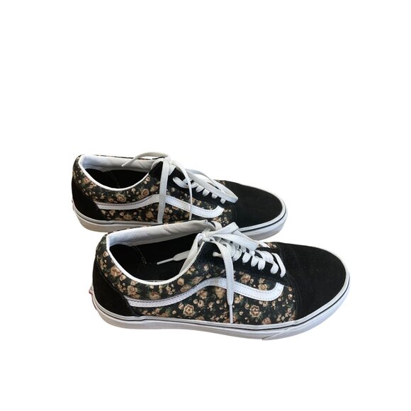 Vans Old Skool Mens Black Floral leather Low Sneakers Size 10 SKU 8394 - Picture 4 of 12